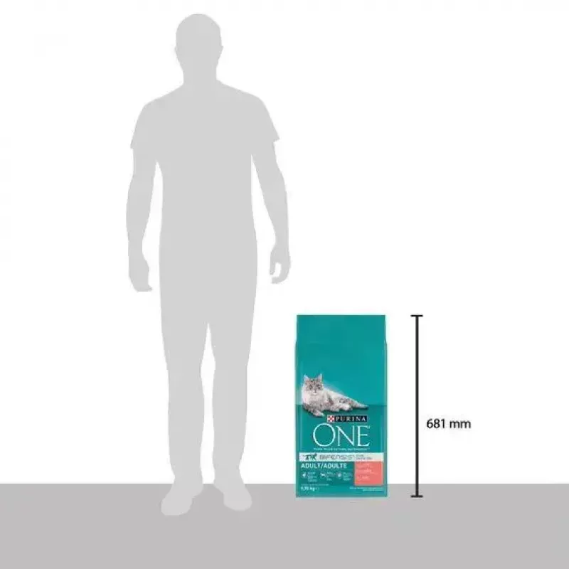 Trockenfutter für Katzen Purina Nestlé PURINA One 12430964, ausgewachsene Katzen, Lachs, 9,75 kg, Protein 34%, Fett 14%