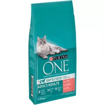 Trockenfutter für Katzen Purina Nestlé PURINA One 12430964, ausgewachsene Katzen, Lachs, 9,75 kg, Protein 34%, Fett 14%