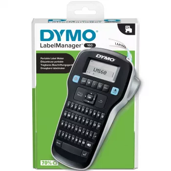 DYMO LabelManager 160 Etikettendrucker | Handheld-Etikettendrucker mit QWERTZ-Tastatur | Inklusive schwarzem & weißem D1-Etikettenband (12 mm) | Für Zuhause & Büro