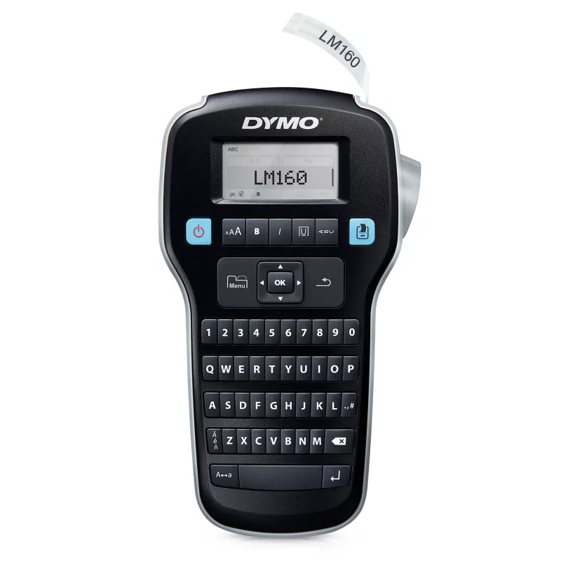 DYMO LabelManager 160 Etikettendrucker | Handheld-Etikettendrucker mit QWERTZ-Tastatur | Inklusive schwarzem & weißem D1-Etikettenband (12 mm) | Für Zuhause & Büro