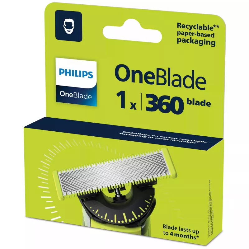 Rasierklinge Philips Norelco OneBlade QP410/50 — 1 austauschbarer Kopf, schwarz, abwaschbar, nach 4 Monaten austauschen