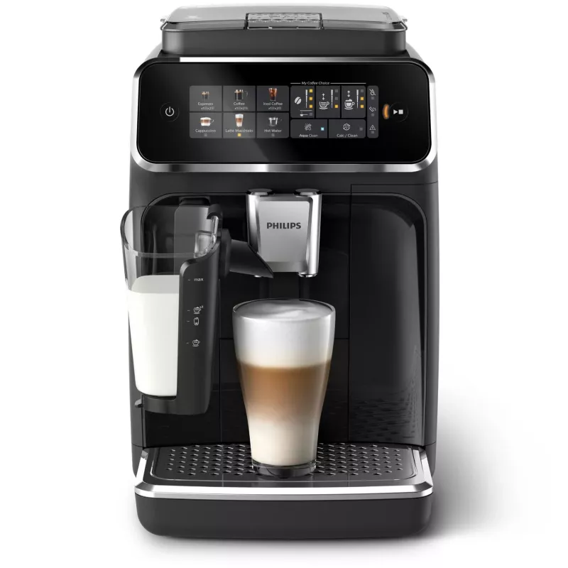Espressomaschine Philips EP3341/50 vollautomatisch, 1,8 l Wassertank, 275 g Bohnenbehälter, 0,26 l Milchbehälter, 15 bar, Keramikmahlwerk