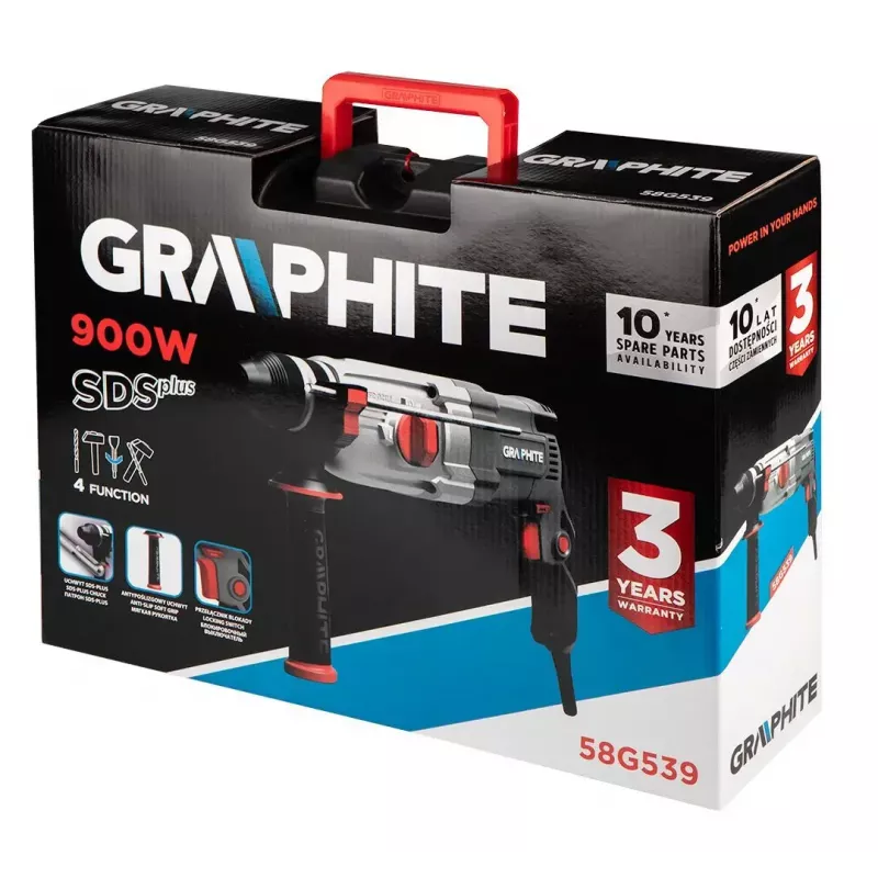 Bohrhammer GRAPHITE 58G539 — einteiliges, kompaktes Design