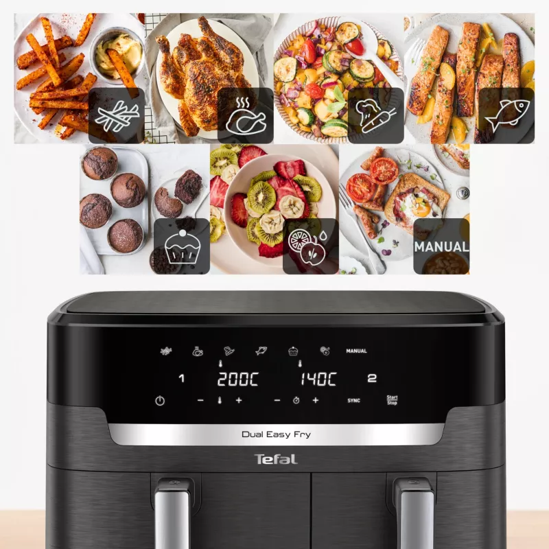 Tefal Easy Fry Dual XXL EY942HE0 Fritteuse Doppelt 11 L Standgerät 2020 W Heißluftfritteuse Grau