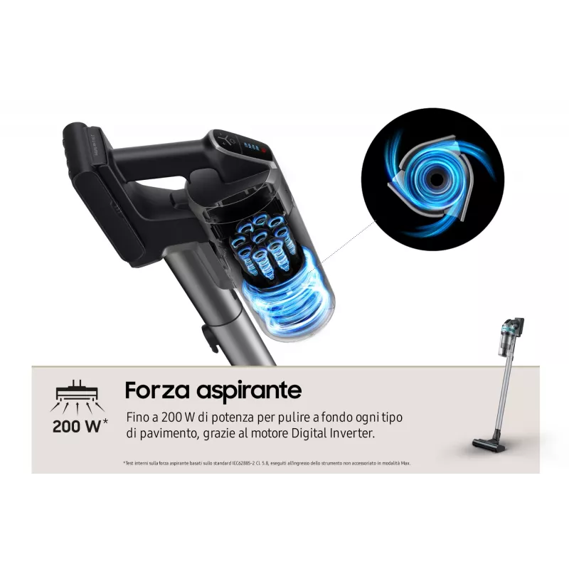 Samsung VS20B75AGR1 2-in-1 stick vacuum Batterie Dry Bagless 550 W Schwarz, Mint colour