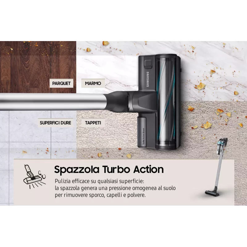 Samsung VS20B75AGR1 2-in-1 stick vacuum Batterie Dry Bagless 550 W Schwarz, Mint colour