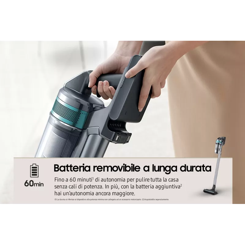 Samsung VS20B75AGR1 2-in-1 stick vacuum Batterie Dry Bagless 550 W Schwarz, Mint colour