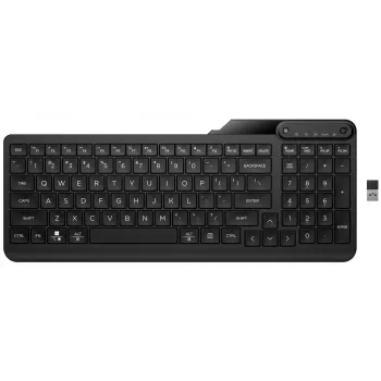 Funkmaus HP 475 Dual-Mode — QWERTY in voller Größe, RF + Bluetooth 5.3, Ziffernblock, Schwarz, 376×153×19 mm