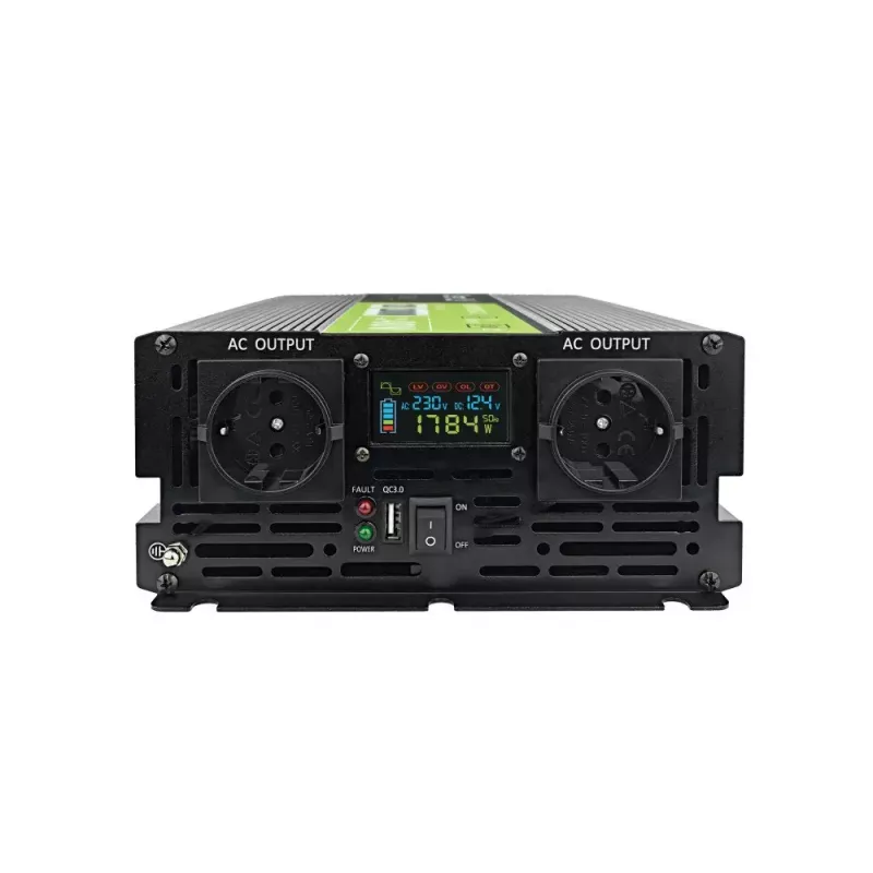 Auto-Wechselrichter Grün Cell INVGC12P2000LCD 2000W 12V auf 230V reine Sinuswelle, LCD, 1×USB, 2×AUX