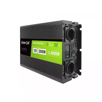 Auto-Wechselrichter Grün Cell INVGC12P2000LCD 2000W 12V auf 230V reine Sinuswelle, LCD, 1×USB, 2×AUX