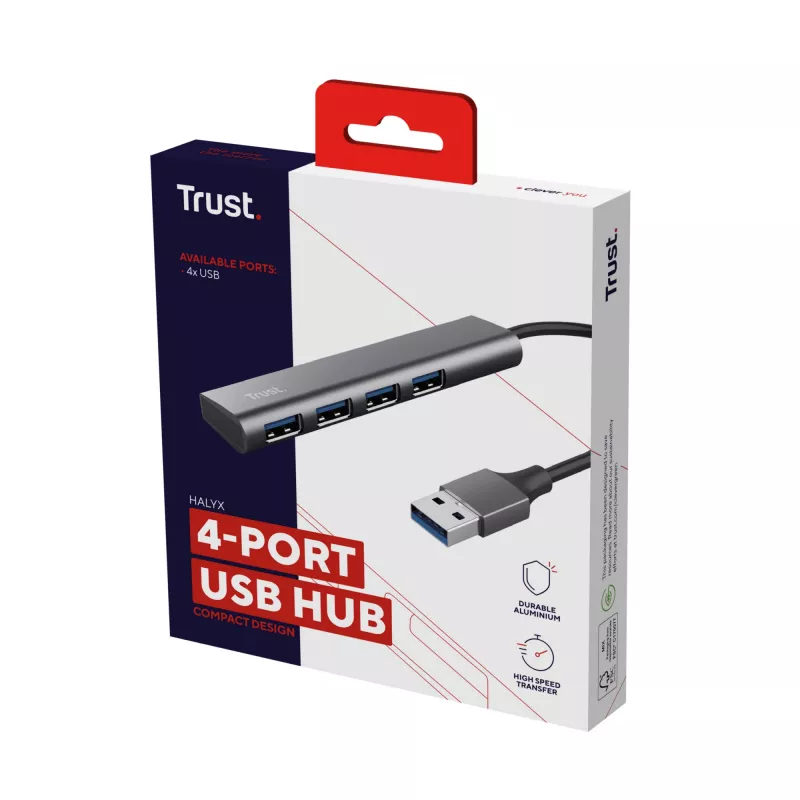 Trust Halyx USB 3.2 Gen 1 (3.1 Gen 1) Type-A 5 Mbit/s Schwarz, Grau