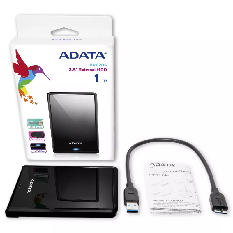 ADATA HV620S externe Festplatte 1 TB 2,5 Zoll Micro-USB B 3.2 Gen 1 (3.1 Gen 1) Schwarz