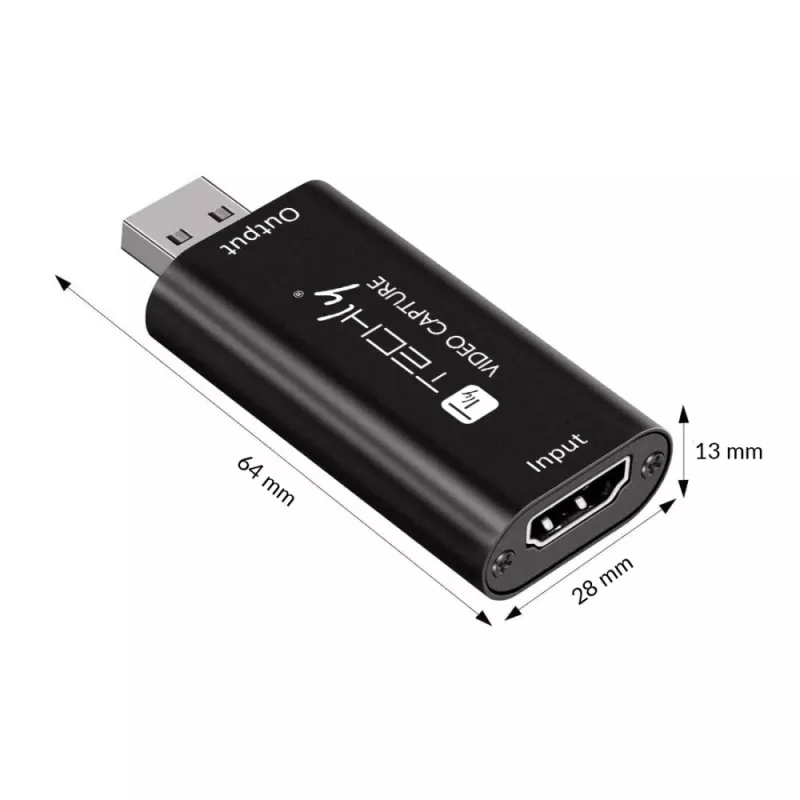 Videosignalkonverter TECHLY I-USB-VIDEO-1080TY — HDMI auf USB Typ-A, 1920×1080@60Hz, 12-Bit, USB-betrieben