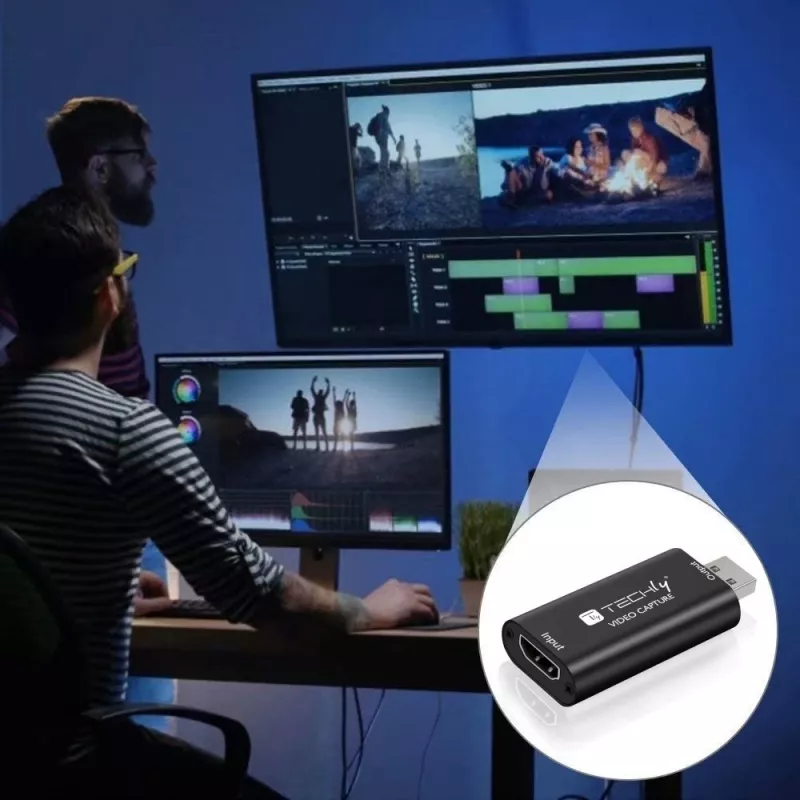 Videosignalkonverter TECHLY I-USB-VIDEO-1080TY — HDMI auf USB Typ-A, 1920×1080@60Hz, 12-Bit, USB-betrieben