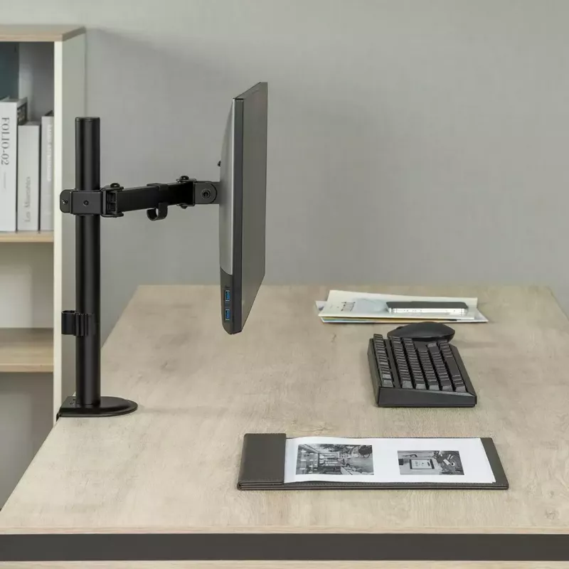 Tisch-LCD-Monitorhalterung MACLEAN MC-572N höhenverstellbar, neigbar, VESA 75x75–100x100, unterstützt 17 Zoll–32 Zoll, max. Tragfähigkeit 30 kg, schwarz
