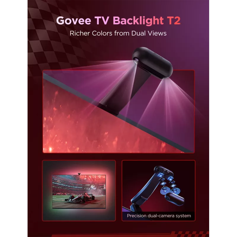 LED-Lichtleiste Govee Envisual TV Backlight T2 mit zwei Kameras für 75–85-Zoll-Fernseher