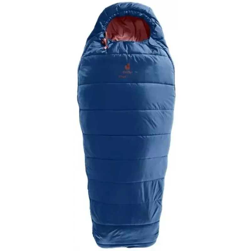 Mumienschlafsack DEUTER Starlight für Körpergröße 130–170 cm, Hohlfaserfüllung, Sommer, 910 g, mit Kapuze, nightblue/redwood