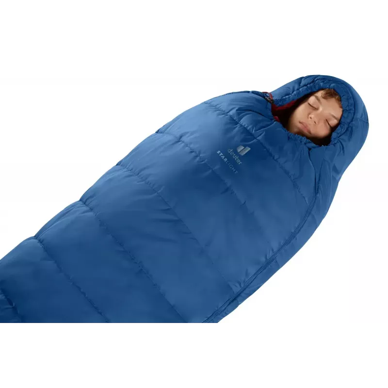 Mumienschlafsack DEUTER Starlight für Körpergröße 130–170 cm, Hohlfaserfüllung, Sommer, 910 g, mit Kapuze, nightblue/redwood