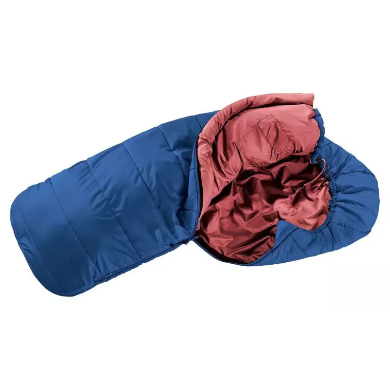 Mumienschlafsack DEUTER Starlight für Körpergröße 130–170 cm, Hohlfaserfüllung, Sommer, 910 g, mit Kapuze, nightblue/redwood