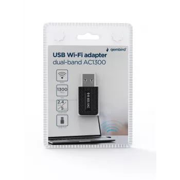 WLAN USB Adapter GEMBIRD AC1300 Dual-Band Wi-Fi 5 (RTL8812BU) 867 Mbit/s USB 3.0 Interne Antenne Schwarz