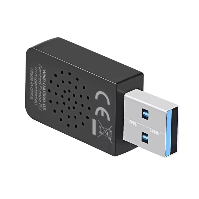 WLAN USB Adapter GEMBIRD AC1300 Dual-Band Wi-Fi 5 (RTL8812BU) 867 Mbit/s USB 3.0 Interne Antenne Schwarz