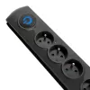 Überspannungsschutz QOLTEC 50104 — 4 AC-Steckdosen, 230 V, 1,5 m Kabel, Schwarz