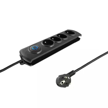 Überspannungsschutz QOLTEC 50104 — 4 AC-Steckdosen, 230 V, 1,5 m Kabel, Schwarz