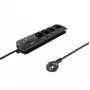 Überspannungsschutz QOLTEC 50104 — 4 AC-Steckdosen, 230 V, 1,5 m Kabel, Schwarz