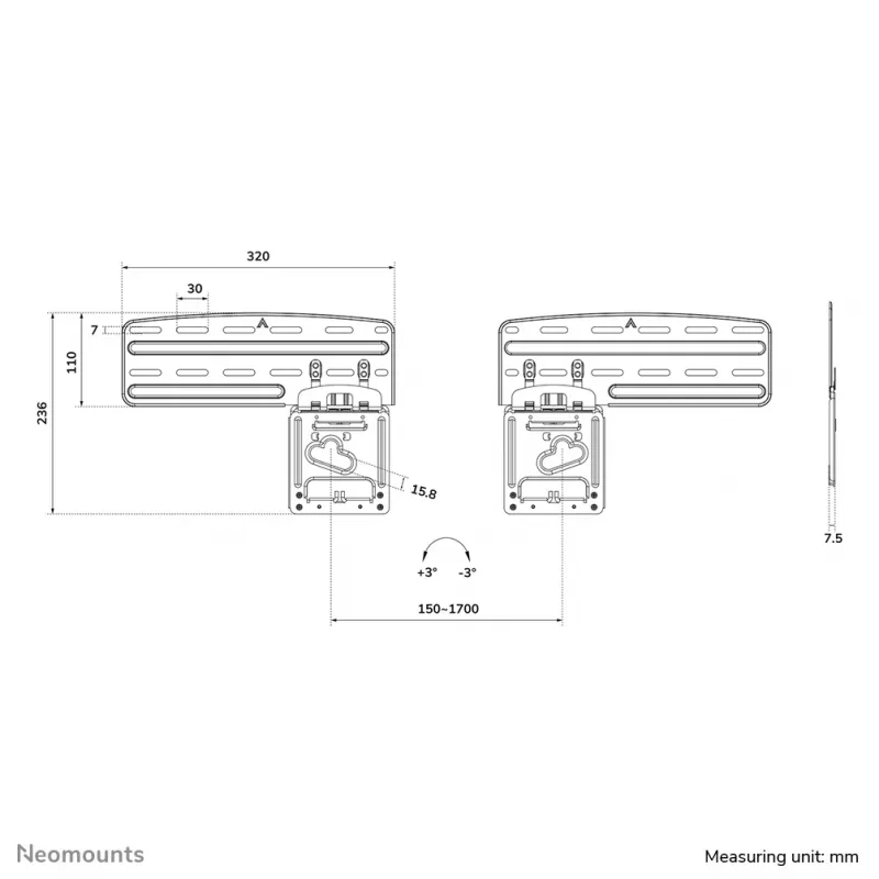 Neomounts WL30-265BL1 TV-Wandhalterung 43-85 Zoll Samsung Bildschirme - ultraflach