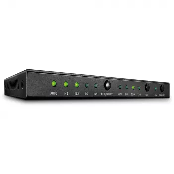 Lindy 4 Port HDMI 18G Switch mit Audio, HDMI, Metall, Schwarz, 18 Gbit/s, 3840 x 2160 Pixel, 5.1 Kanäle