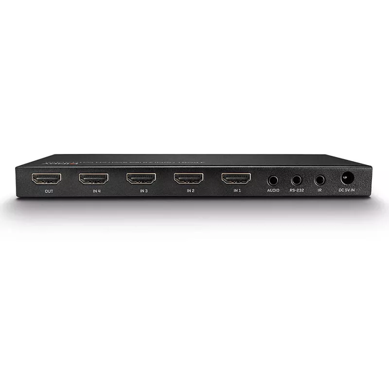 Lindy 4 Port HDMI 18G Switch mit Audio, HDMI, Metall, Schwarz, 18 Gbit/s, 3840 x 2160 Pixel, 5.1 Kanäle