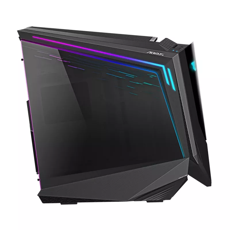 GIGABYTE AORUS C700 GLASS PC-Gehäuse – Full-Tower, unterstützt bis zu E-ATX & 420-mm-Radiatoren, vorinstallierte 5x 120-mm-Lüfter, USB 3.1 Type-C, RGB Fusion