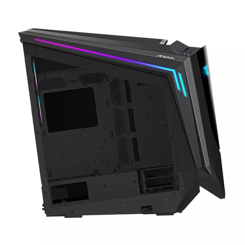 GIGABYTE AORUS C700 GLASS PC-Gehäuse – Full-Tower, unterstützt bis zu E-ATX & 420-mm-Radiatoren, vorinstallierte 5x 120-mm-Lüfter, USB 3.1 Type-C, RGB Fusion