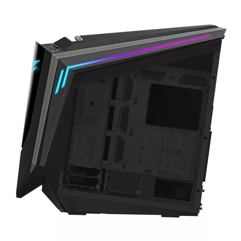 GIGABYTE AORUS C700 GLASS PC-Gehäuse – Full-Tower, unterstützt bis zu E-ATX & 420-mm-Radiatoren, vorinstallierte 5x 120-mm-Lüfter, USB 3.1 Type-C, RGB Fusion
