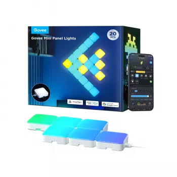 Intelligente Wandleuchte Govee Mini Panel Lights Wi‑Fi/Bluetooth 72 W, weiß, 10er‑Set, 80×80×28 mm