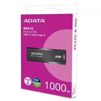 USB-Stick ADATA SC610 1 TB, USB Typ-A, USB 3.2 Gen 2, Hülsenformfaktor, schwarz, Kunststoffgehäuse