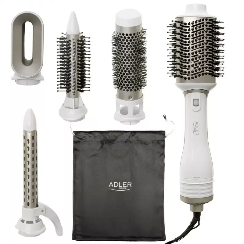 Haartrockner und Lockenstab Adler AD 2027 — 2-in-1-Styling-Tool, 1200 W, 2 Temperaturstufen, 5 Aufsätze, Bürstendurchmesser 2,1/3,8/7,2 cm, max. Locken-ø 1,9 cm