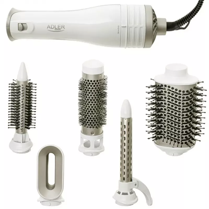 Haartrockner und Lockenstab Adler AD 2027 — 2-in-1-Styling-Tool, 1200 W, 2 Temperaturstufen, 5 Aufsätze, Bürstendurchmesser 2,1/3,8/7,2 cm, max. Locken-ø 1,9 cm