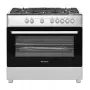 Freistehender Gas-Elektro-Herd Ravanson KWGE-K90A Cheff, 90 cm, 5-Flammen-Kochfeld (Wok), Elektrobackofen 110 l, Edelstahl/Silber