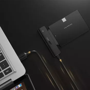 Externes 2,5 Zoll SATA III USB 3.0 Gehäuse UGREEN 70609 für 2,5-Zoll SATA SSD/HDD, USB-A auf SATA, 5 Gbit/s, Schwarz