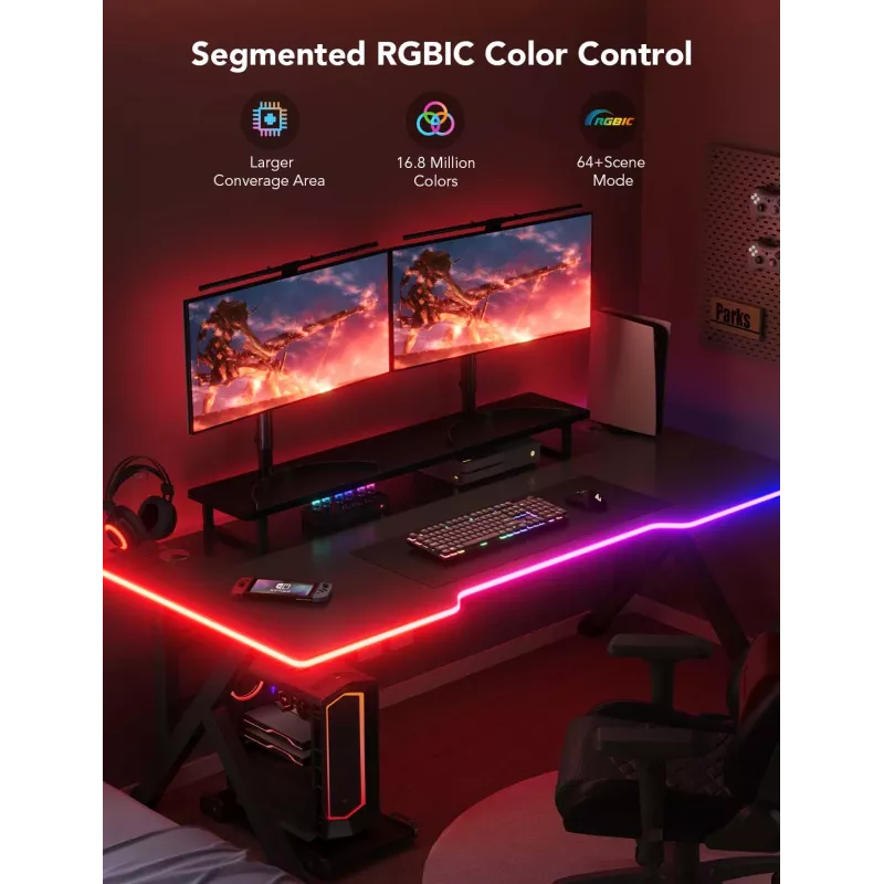 Govee H61C3 RGBIC LED-Streifen für Gaming-Schreibtisch – adressierbare RGBIC-Beleuchtung, flexibler Streifen