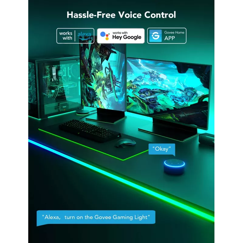 Govee H61C3 RGBIC LED-Streifen für Gaming-Schreibtisch – adressierbare RGBIC-Beleuchtung, flexibler Streifen