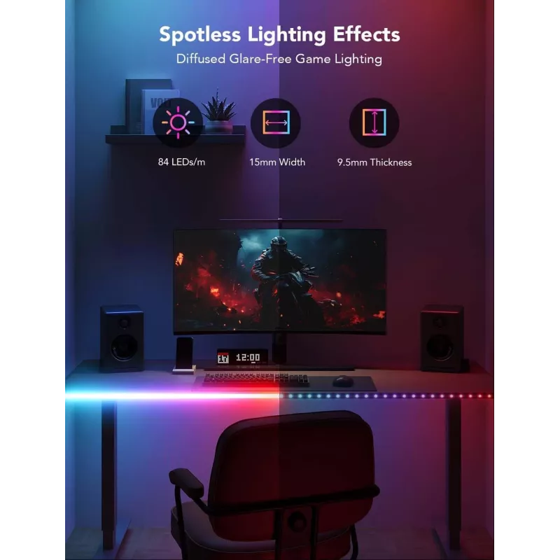 Govee H61C3 RGBIC LED-Streifen für Gaming-Schreibtisch – adressierbare RGBIC-Beleuchtung, flexibler Streifen