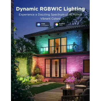 Außenstrahler Govee H7093 RGBICWW 750 lm Wi‑Fi 2,4 GHz, RGB + Warmweiß