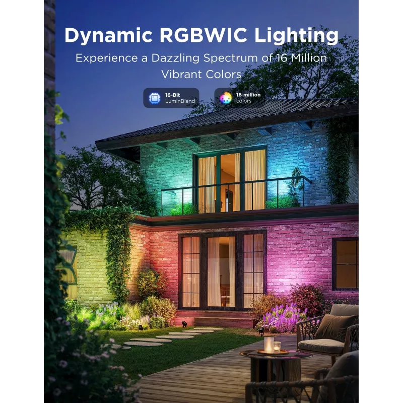 Außenstrahler Govee H7093 RGBICWW 750 lm Wi‑Fi 2,4 GHz, RGB + Warmweiß