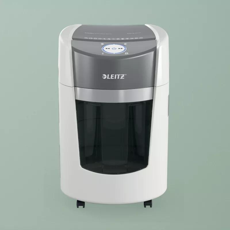 Leitz IQ OptiMax Small Office 350 Micro Cut Papierschredder Sicherheitsstufe P5 22 L – Weiß