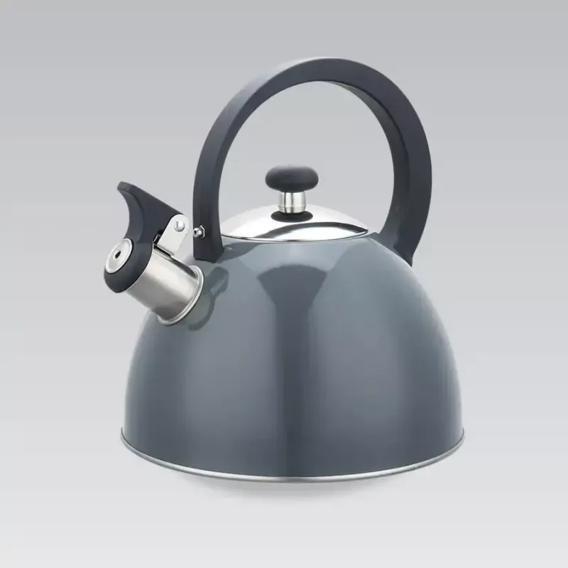 Elektrischer Wasserkocher Maestro MR-1302-Grau 2,5 l Edelstahl, graues Gehäuse, Pfeife, kühl bleibender Griff
