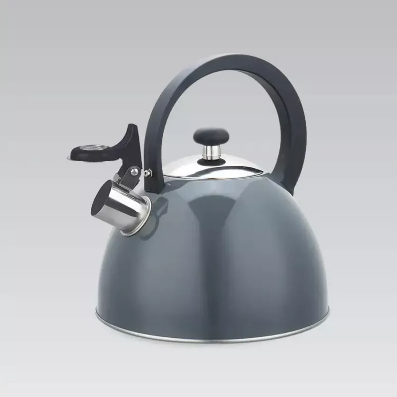 Elektrischer Wasserkocher Maestro MR-1302-Grau 2,5 l Edelstahl, graues Gehäuse, Pfeife, kühl bleibender Griff