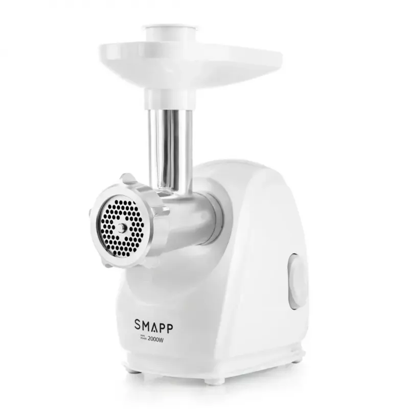 Elektrischer Fleischwolf SMAPP 489.81, 2000 W, 3 Lochscheiben (2,7–8 mm), weiß