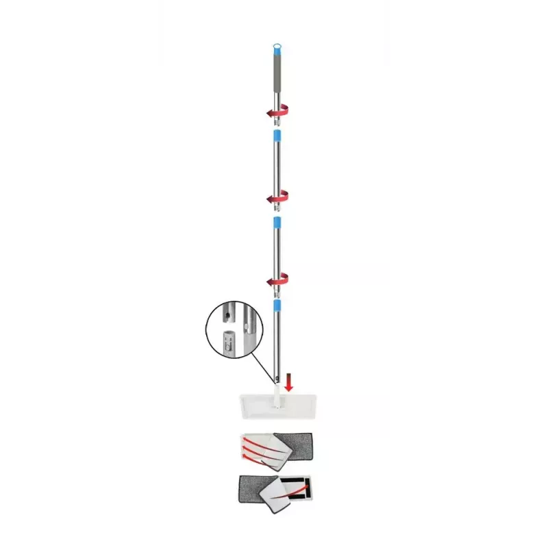 Wischer-Set für Feuchtreinigung ESPERANZA EHS004 mit Eimer, austauschbarem Mikrofaser-Wischkopf, Drehgelenk, 1250 mm Höhe, 1,1 kg